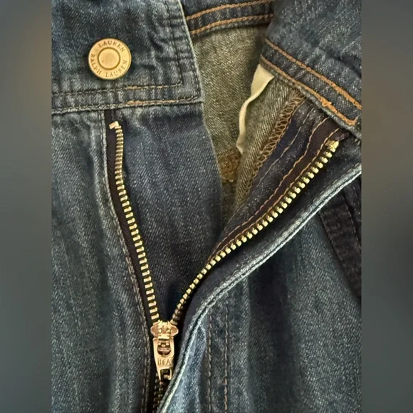 Ralph Lauren Blue Cotton, High Waisted Denim A-Line Skirt with Tie Belt  Size 8 - Picture 5 of 6